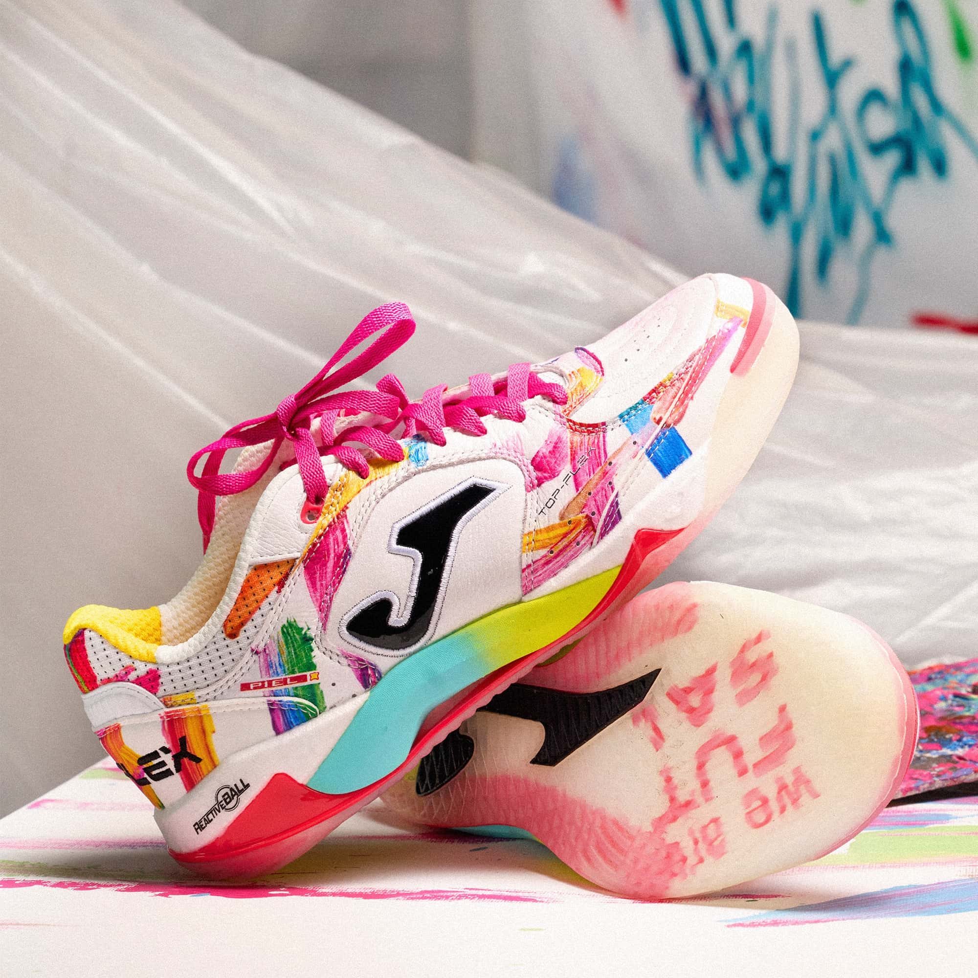 Futsal shoes Top Flex Plus 26 Graffiti indoor white