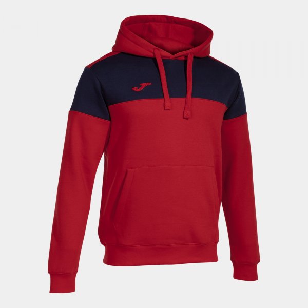Hooded sweater man Crew V red navy blue