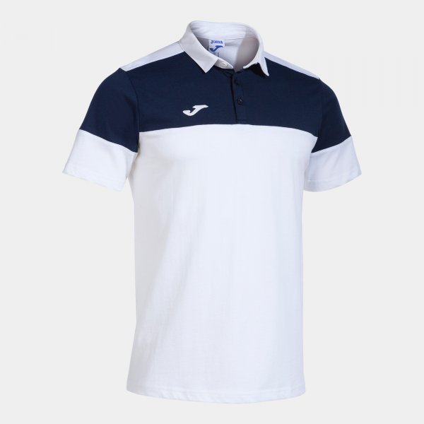 Polo shirt short-sleeve man Crew V white navy blue