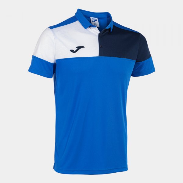 Polo shirt short-sleeve man Crew V royal blue navy blue white