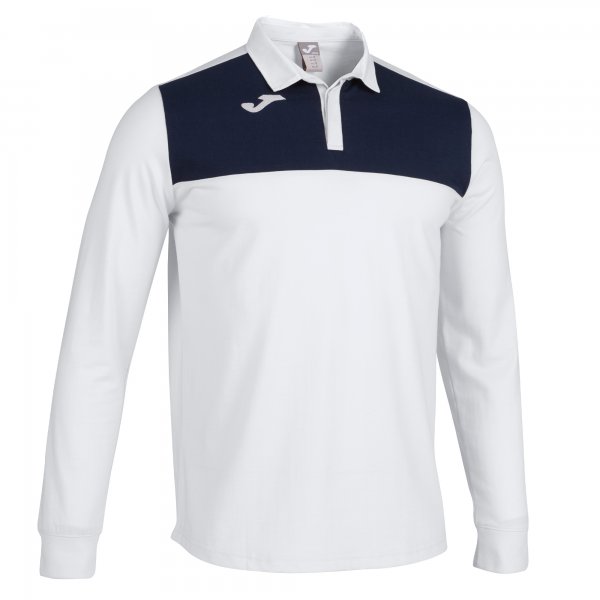 Polo shirt long-sleeve man Winner II white navy blue